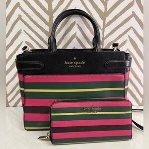 Kate Spade Medium Staci Wrapping Paper Bag w/Crossbody Strap & Wallet